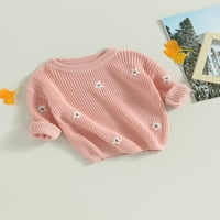 XSylife duge za bebe duge s dugim rukavima cvijet izrezane veze sa izvezenom crte zimskom toplom pletivom pulover Jumper novorođenčad