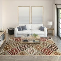 Suvremena tepih geometrijski bež, crvena dnevna soba jednostavna za čišćenje