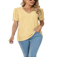Voguele majica za žene jednobojne ljetne vrhove v majica s izrezom Radna Tee vrećasta bluza tunike ljubičasta