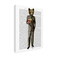 TRADEMARKNI LIČNI ART 'medvjed sa koktelom odijelo' platno Art by Fab Funky