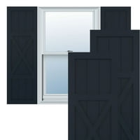 Ekena Millwork 18 W 80 H True Fit PVC centar X-Board Seoska kuća fiksni kapci, noćni plavi zvijezda