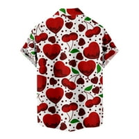 Valentinovo majice za muškarce rever dugme dole Love Heart Print kratki rukavi vrhovi Casual Loose Fit bluza Tee