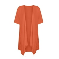 Cool izgled, vruće ponude HIMIWAY trendi ženski vrhovi Ženska Moda jednobojna nepravilna kratka rukava kardigan džepni kaput narandžasta 5XL