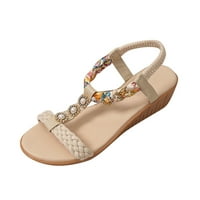 Lolmot klinaste sandale za žene otvoreni prst Ležerne ljetne rimske prozračne sandale na plaži s visokom