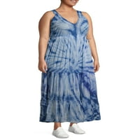 Romantična ciganska ženska ženska plus veličina Dye Crochet Trim Maxi haljina