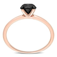 1-karatni T. W. Crni Dijamant 14k zaručnički prsten od ružičastog zlata