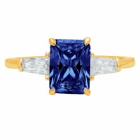 2.0 ct smaragdno rezano plavo simulirano tanzanit 14k žuto zlato godišnjica zaručničkog kamenog prstena