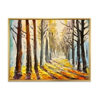 Jutro sjaj kroz jesenje stabla uokvirene slikanje umjetnosti