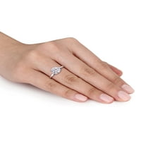 Carat T. G. W. Moissanite zaručnički prsten od 10k bijelog zlata pasijansa