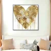 Veliki srca Gold and White od Lindsay Rodgers uokvirenog platna Art Print
