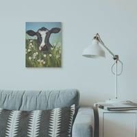 Stupell Industries velika krava glava u zelenoj travi slika životinja na platnu zid Art by Melissa Lyons