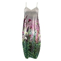 Gaecuw Maxi haljine za žene V izrez sunce haljine bez rukava dužina gležnja Swing haljine na plaži trendi