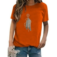 Miayilima Plus Size ženske majice Casual majice za žene zimske jeseni kratki rukavi okrugli izrez majice narandžasti XL