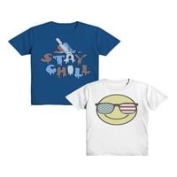 Americana Boys Stay Chill kratka rukava grafička posada vrat T-Shirt, 2-Pack, veličine XS-2XL