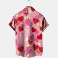 Muške košulje srce srce štampana ljetna plaža havajski džepovi Casual Tops dugme kratki rukav prozračne bluze