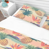 Dizajnerski tropski egzotični cvjetovi i ananas uzorak tropski prekrivač pokrivača