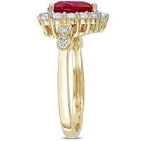 Miabella ženski 3-CT kreiran Ruby, Topaz Diamond Accent 10kt žuto zlato Halo zaručnički prsten