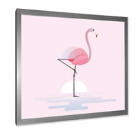 Designart 'Standing On One Nožni Pink Flamingo' Farmhouse Framed Art Print