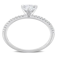 1-karatni T. G. W. Kruško izrezani bijeli kreirani Moissanite i karat T. W. okrugli rezani dijamant 14kt zaručnički prsten od bijelog zlata