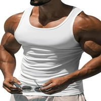 Luxplum muške majice sa rezervoarima jednobojne ljetne majice bez rukava lagana Tee Vježba majica bijela 2XL