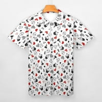Košulje za muškarce Valentines Day Modni casual 3D digitalni print rever sa patentnim majicama kratkih rukava TOP bluza