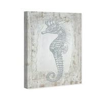 Wynwood Studio Nautical and Coastal Wall Art Canvas Prints 'Sea Horse Grey' Marine Life-bijela, plava