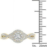 Carat TW Diamond Criss-Cross Shank dvostruki Halo 10kt zaručnički prsten od žutog zlata