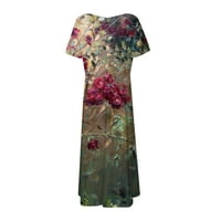 Haljine za žene Srednja duljina kratki rukav Ležerni A-line Ljetna haljina s V-izrezom Bronze S