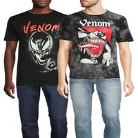 Marvel muška i velika Muška Venom grafička majica, 2 pakovanja