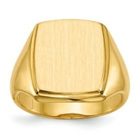 Čvrsto 14K žuto zlato 15.0x otvorenog leđa muški gravični monogram Signet prsten za bend veličine 8