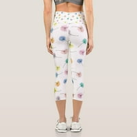 HUNPTA ŽENE Šarene cvjetne prilagođene printu Obrezane pantalone na hlače za hlače za jogu trče pilates