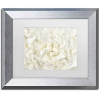 Zaštitni znak Likovna umjetnost 'Bijeli božurski cvijet' platna umjetnost Cora Niele, bijeli mat, srebrni