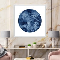 Designart' Blue Space Galaxy Circle ' Moderni Uramljeni Platneni Zidni Umjetnički Print