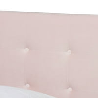 Baxton Studio Ca Savremeni Moderni Baršunasti Tafted Panel Krevet, Blizanac, Svijetlo Ružičasta Crna