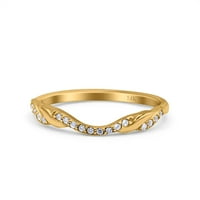 14k zlato Half Eternity Criss Cross Band vjenčani prsten okrugli simulirani CZ Veličina 5