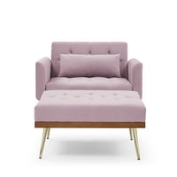 Aukfa kauč na razvlačenje, akcentna stolica sa Otomanom, ružičastom Naslonjenom baršunastom sofom