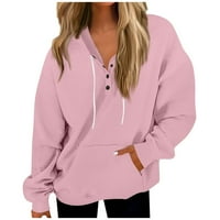 Yubatuo ženska casual moda dugih rukava pulover pulover dukseve dukserice Top dukserice za žene ružičaste