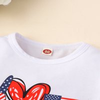 GENUISKIDS TODDLER Baby Girl 4. jula Outfits USA Zastava mira Ljubav Amerika Thirt i rebrasti kratke hlače