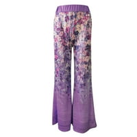 Ženske pantalone Dressy Casual cvjetni Print lagana labava pantalona široke pantalone ljubičaste XL