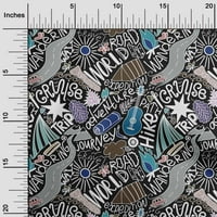 oneOone Cotton Cambric Black Fabric pisanje World Trip Doodle Dress Material fabric Print Fabric By the Yard Wide