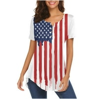 Ženski bluze V-izrez grafički otisci bluze modne ženske plus košulje kratki rukav ljetni vrhovi crveni 4xl