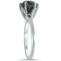 1 2ct tretirani crni dijamant pasijans prsten 14k Bijelo zlato