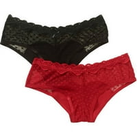 Smart and Sexy Women's Valentin's Day Heart Mesh Lace Cheeky paket gaćica
