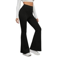 Ženske kauzalne pantalone elastične tanke pantalone visokog struka Yoga sportske pantalone sa rogom Crne veličine s