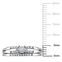 Miabella ženski karat T. W. komplet svadbenog prstena izrezanog i okruglog rezanog dijamantskog srebra