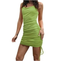 Tagold Ljetne haljine za žene, ženska modna ljetna solidna remen za rezanje u boji Slim Fit Mini haljina