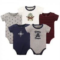 Joga Sprout Baby Boy Pamuk Bodysuits 5pk, sretan kamper, 3- mjeseci