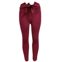 Duge hlače za žene Ženske ljetne hlače visokog struka Seksi luk tanke jednostavne elastične hlače crvene