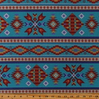 Cotton Southwestern Stripes Beadwork-pogledajte Aztečki plemenski dizajn Pikselirani Tucson tirkizni pamučni