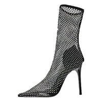 Ženske cipele Seksi noćni klub Diamond Mid Tube High Peta Posteh punih dijamantskih mreža za čarape čizme crna rublja crna 5,5